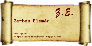 Zerbes Elemér névjegykártya